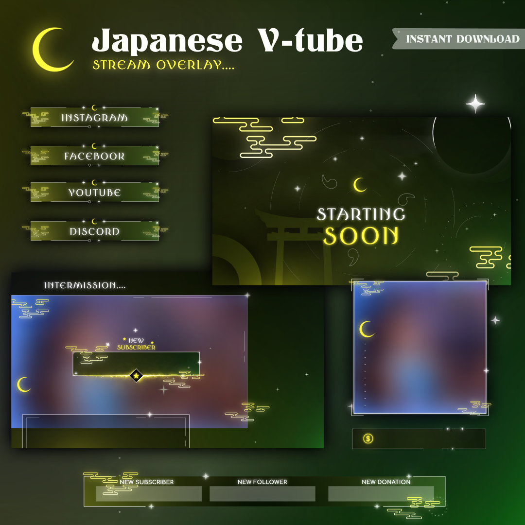 Japanese Tiktok V-tuber stream Overlay | TikTok Screens | Pink Tiktok Stream Overlay | Twitch Overlay Package | Animated Overlay