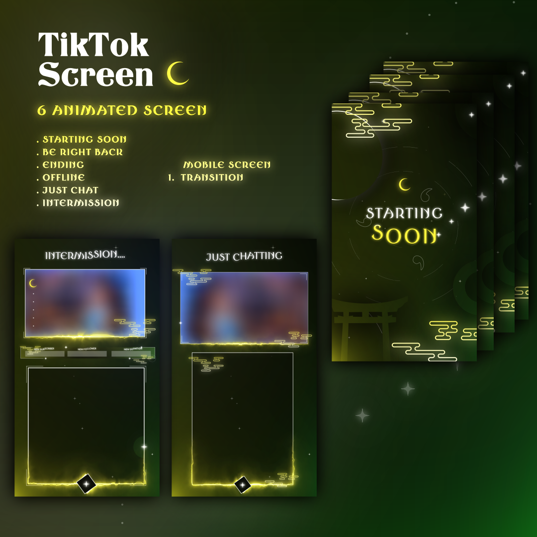 Japanese Tiktok V-tuber stream Overlay | TikTok Screens | Pink Tiktok Stream Overlay | Twitch Overlay Package | Animated Overlay